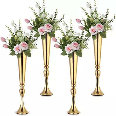 4 Pcs Gold Vase Wedding Centerpieces For Tables 22.5  Tall Gold Vases For Center • £137.68