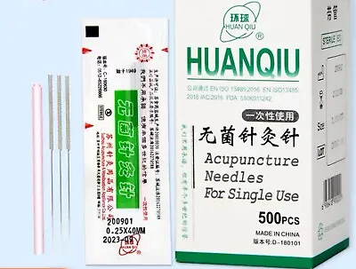 HUANQIU Acupuncture TCM Spring Handle Needles With Guide Tube 500 1000 Massage！ • $17.96