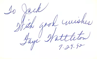 Faye Wattleton Signed Auto 3x5 Index Card Wall Street • $149.99