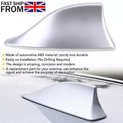 Universal Car Auto Shark Fin Aerial Arial Antenna Roof AM/FM Radio Signal Silver • £7.99