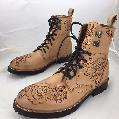John Fluevog Living Blake Men's Natural Tattoo Rugged Leather Boots Size 10 New • $250