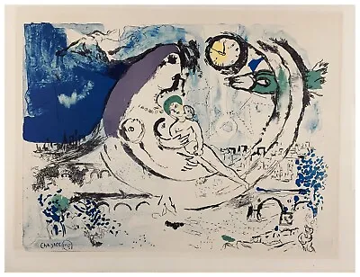 After (D’apres) MARC CHAGALL Vintage Color Lithograph “PAYSAGE BLEU” • $100