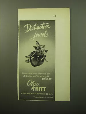 1950 Olga Tritt Jewelry Ad - Distinctive Jewels • $19.99