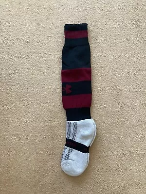 Under Armour  Rugby/Football Socks -BNWT-Size UK Medium -3-6- Black/Maroon Hoops • £8.99