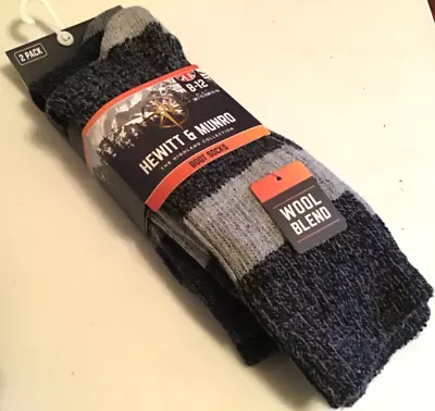 Boot Socks Mens Hewitt & Munro Highland Collection Wool Blend Size 8-12 2 Pack • $8.99
