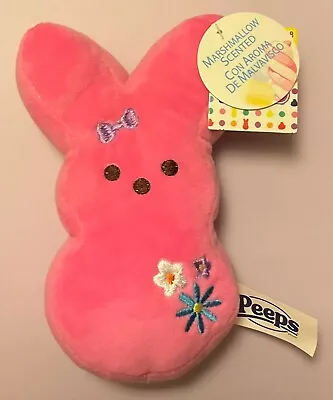 PEEPS 6” Marshmallow Scented Bunny Plush Pink Flowers Bow Easter 2023 NWT’s! • $9.95