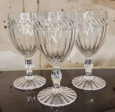 Set Of 3 MIKASA Crystal Italian Countryside Water Goblets Glasses Wine Iced Tea • $45