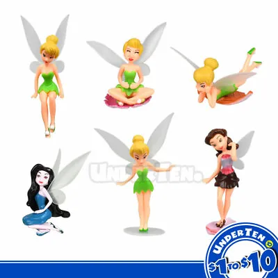 6x Tinkerbell Fairy Figures Wing Fairies Princess Birthday Cake Topper Figurine • $17.95