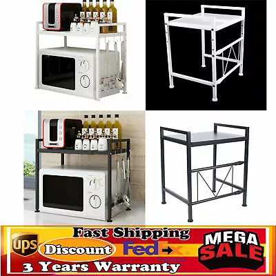 Microwave Oven Rack Shelf Stand 2 Tier Flexible Kitchen Countertop Storage +Hook • $27