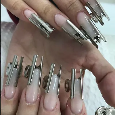 5Pcs Stainless Steel C Curve Nail Pinching Clips Acrylic Nail Pincher Tool • $3.49