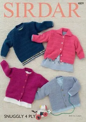 Sirdar Knitting Pattern - Snuggly 4 Ply Baby's Cardigans And Sweater 4809 • £6.49