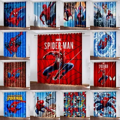 Marvel Spider-Man Made Pair Thick Thermal Blackout Curtains Ring Top Eyelet UK • £20.99