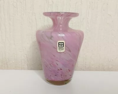 Medina Art Glass Vase Pink Signed 10.5 Cm • £12.50