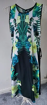 £12 • Buy Star By Julien Macdonald Green Tropical Asymmetric Hem Dress Multiway Size 14 Uk