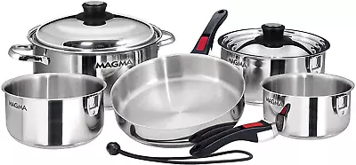 Products A10-360L-IND 10 Piece Gourmet Nesting Stainless Steel Cookware Set I • $368.52