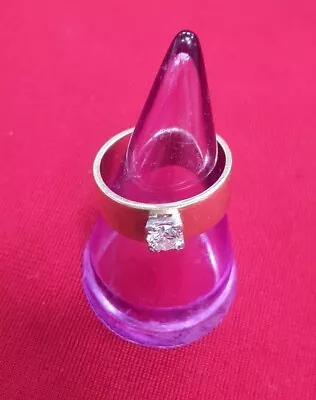 £450 • Buy Solitaire Diamond Ring Wide Band 9ct Gold - 09B