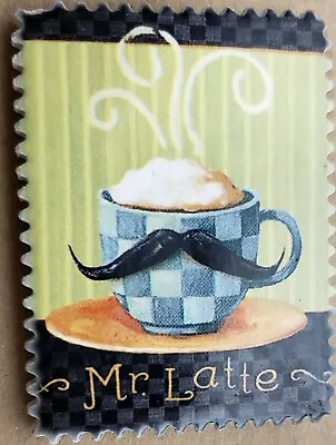 1 Resin Fridge Magnet (2.5  X 3 ) HOT COFFEE CUP WITH MUSTACHE MR. LATTE • $8.99