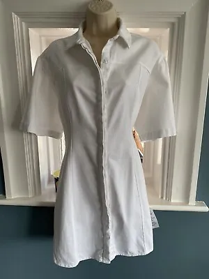£16 • Buy ASOS White Denim Shirt Dress Button Down Byword Size 12
