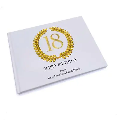 Personalised 18th Birthday Gift For Him Guest Book Gold Wreath Design GB-105 • £14.99