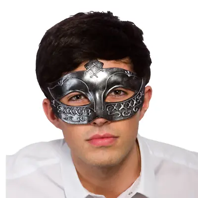 Gladiator Eye Mask Antique Silvre Adults Masquerade Ball Fancy Dress Eyemask • £1.99