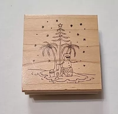 Great Impressions Wood Mounted Rubber Stamp Beach Snowman Christmas Palm Tree • $7.10