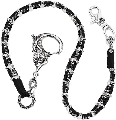 Big Skull Clasp Wallet Chain Black Leather Biker Key Jean Chain SJ29S • $50.99