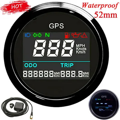 £53.99 • Buy 52mm Digital GPS Speedometer LCD Speed Gauge Odometer Adjustable Mileage Trip