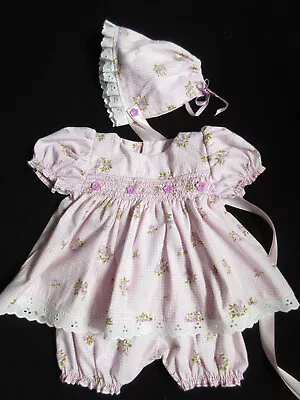 3 Piece Lavender Gingham Floral Dress Set For 22  Vintage Ideal Kissy Doll • $45
