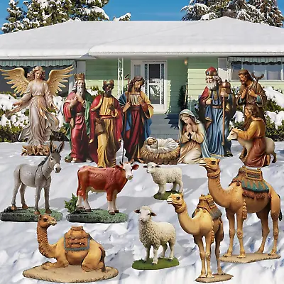 15 Pcs Christmas Outdoor Nativity Set Large Outdoor Yard Signs 4 Ft Holy • $235.99