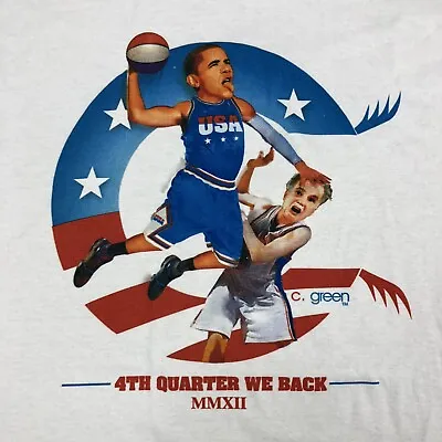 Barack Obama Dunking Basketball Mitt Romney T-Shirt Mens Sz XXL Democrat USA BO • $22.39