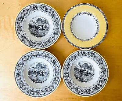 Villeroy & Boch 3 Audun Ferme & 1 Audun Fleur Rimmed Soup Bowls Set Of 4 • $112