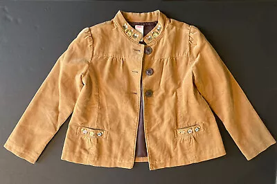 Gymboree Equestrian Club Girls Size 7 Tan Velveteen Embroidered Riding Jacket • $24.95