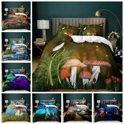 $49.32 • Buy Mushroom World Quilt Duvet Cover Pillowcase Bedding Set Single Double King Size
