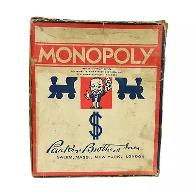 1930’s Vtg. Parker Bros. MONOPOLY Board Game Toy In Original Box Incomplete (B) • $9.95