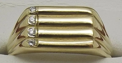 $1074 • Buy Solid 18ct Yellow Gold Natural Diamond Mens Dress Ring - Size Z+4