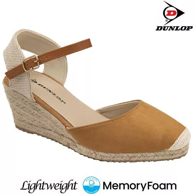 Ladies Memory Foam Wedge Sandals Comfort Walking Beach Strappy Summer Shoes • £19.99