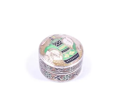£40 • Buy Sterling Silver Pill Poison Trinket Box Teapot & Flowers Round Enamel 20.9g