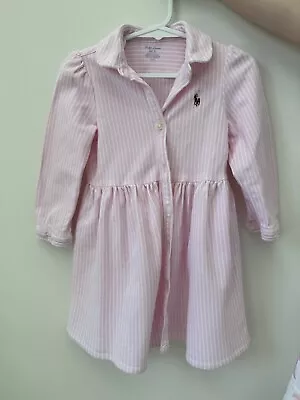 Ralph Lauren Baby Girl 24mths Pink White Candy Stripe Dress • $19