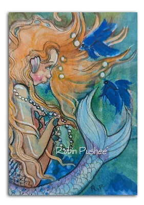Sale..Mermaid In The Sea Beta Fishoriginal ACEO Mini Painting • $9.99