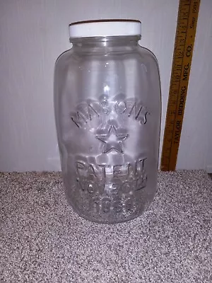 Vintage 2.5 Gallon Large Mason's Jar Patent Nov 30TH 1858 Star Eagle  W/ Lid • $49.99