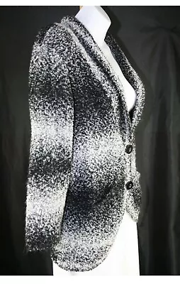 ECI New York Black Gray Marled Nubby Cardigan Sweater - Size S • $7.50