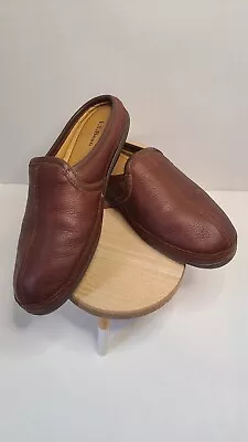 LL Bean Elkhide Leather Scuffs Slipper Men 12 M Brown  Comfort Slip-on #272349 • $40