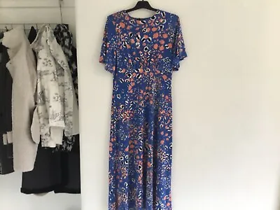 Et Vous Blue Leopard Print Maxi Dress Size 12 • £13