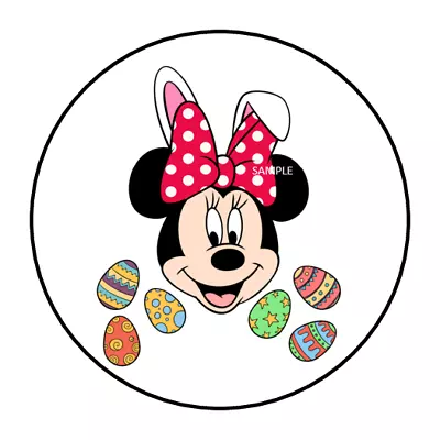 30 Minnie Mouse Easter Envelope Seals Stickers Labels Tags 1.5  Round Custom • $2.64