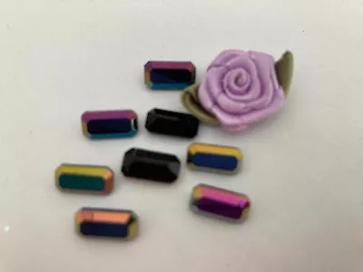 £3.95 • Buy West German Vintage Rhinestone Octagon 10x5mm Jais Scarabee UnFoiled Pack Of 8
