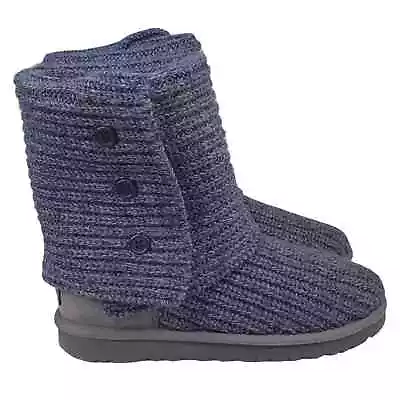UGG Women’s Cardy Blue Knit Casual Pull Up Winter Boots Size US 7 • $66