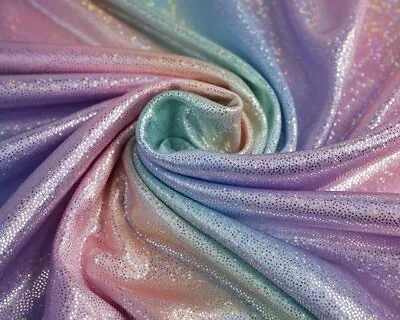 Stretch Rainbow Foil Fabric Iridescent Hologram 145cm Wide • £1.50