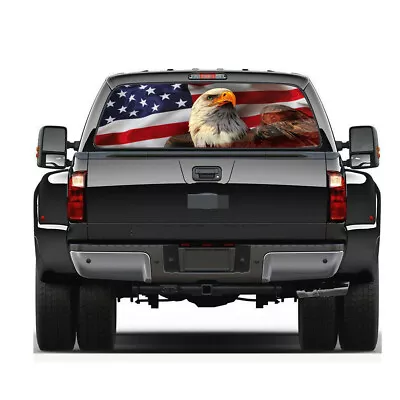 American Flag Rear Window Windshield Label Hawk Decal Wrap Back For Car Pickup • $16.53