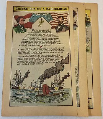 1959 Four Page Cartoon Story ~ MONITOR VS MERRIMAC Cheese-Box On A Barrelhead • $8.96