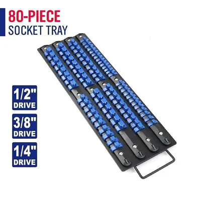$34.99 • Buy 80Pc Socket Rails Set Mix Combination Holder Ball Lockable Tool Storage Tray